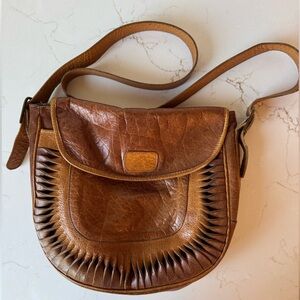 Vintage Charles Klein Made in Italy Brown Leather Crossbody Bag Boho Bag